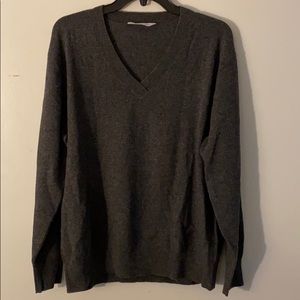 Everlane Grey V-neck Cashmere Sweater sz large